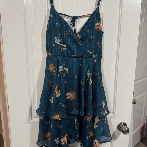 Xhilaration Dresses & Skirts - Floral Tiered Blue Dress